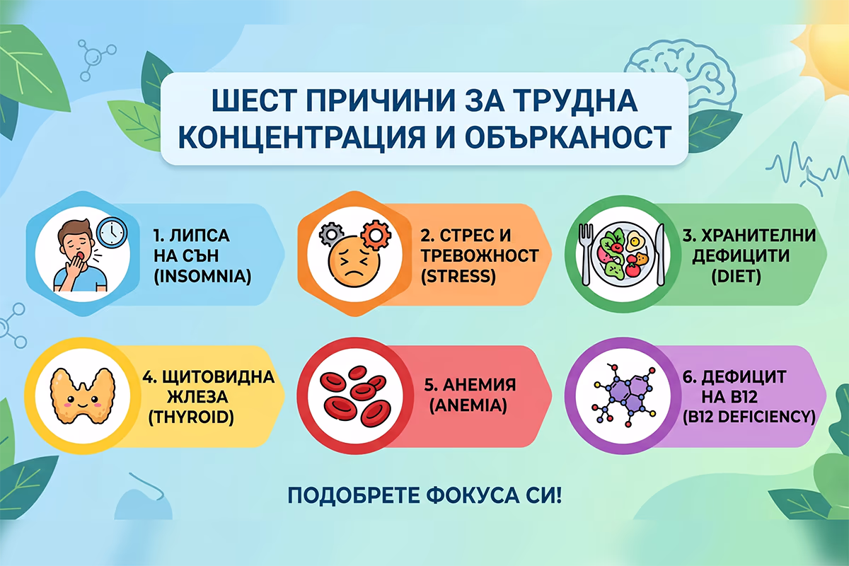причини за обърканост и трудна концентрация инфографика